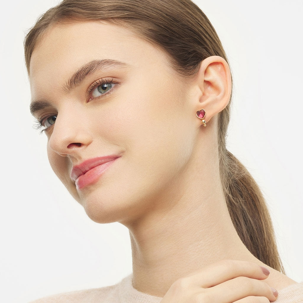 LULU Copenhagen Bouquet Crystal Heart ørering 1 stk Ear stud, 1 pcs Forgyldt