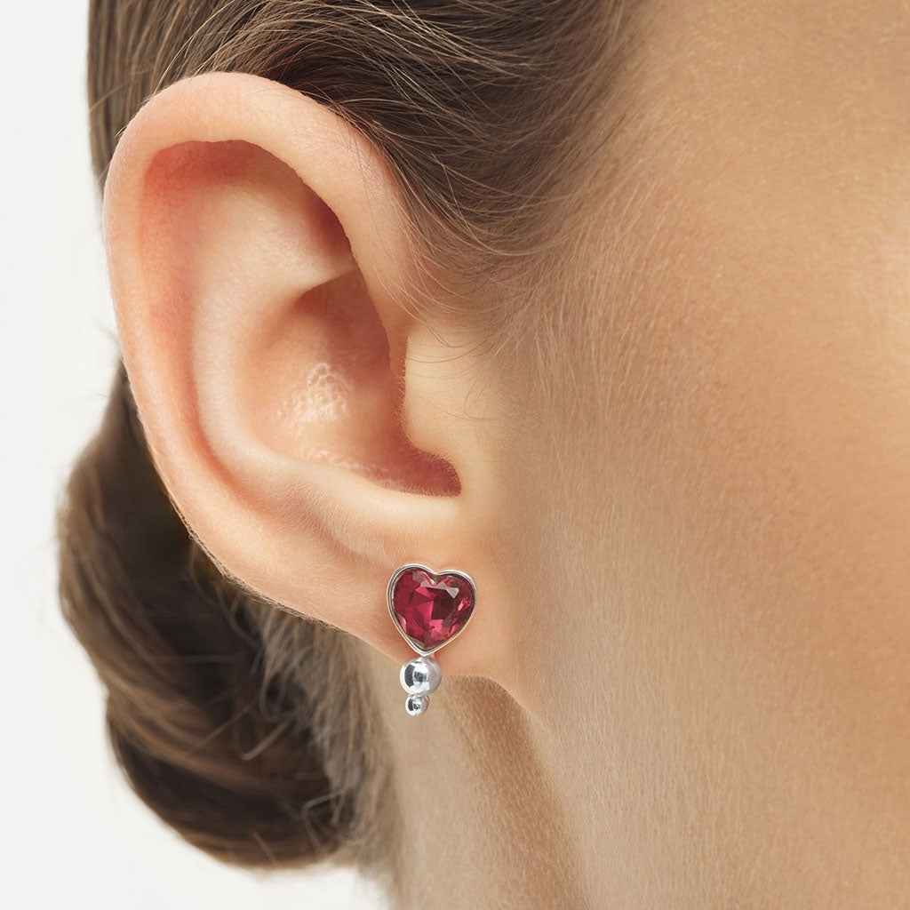 LULU Copenhagen Bouquet Crystal Heart ørering 1 stk Ear stud, 1 pcs Silver Plated