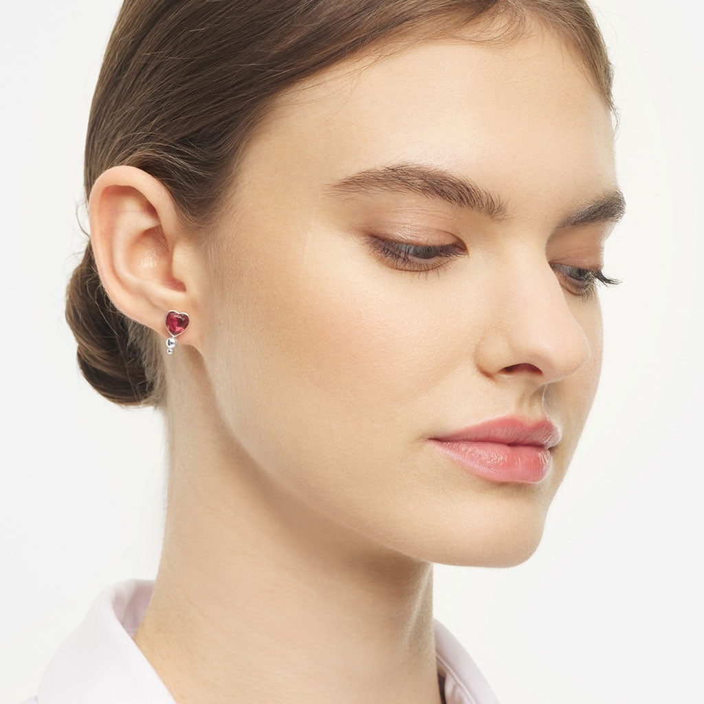LULU Copenhagen Bouquet Crystal Heart ørering 1 stk Ear stud, 1 pcs Silver Plated