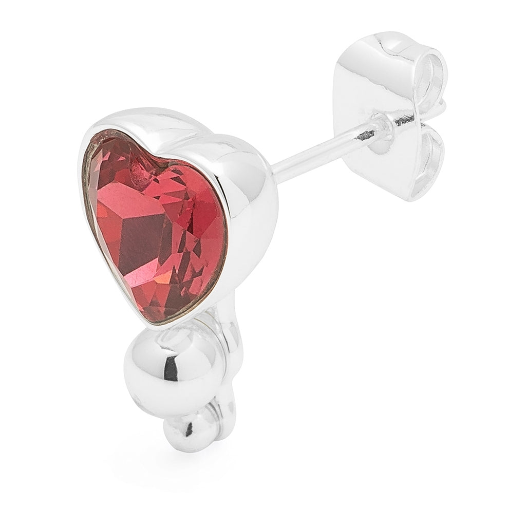 LULU Copenhagen Bouquet Crystal Heart ørering 1 stk Ear stud, 1 pcs Silver Plated