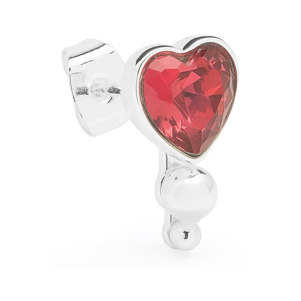 LULU Copenhagen Bouquet Crystal Heart ørering 1 stk Ear stud, 1 pcs Silver Plated