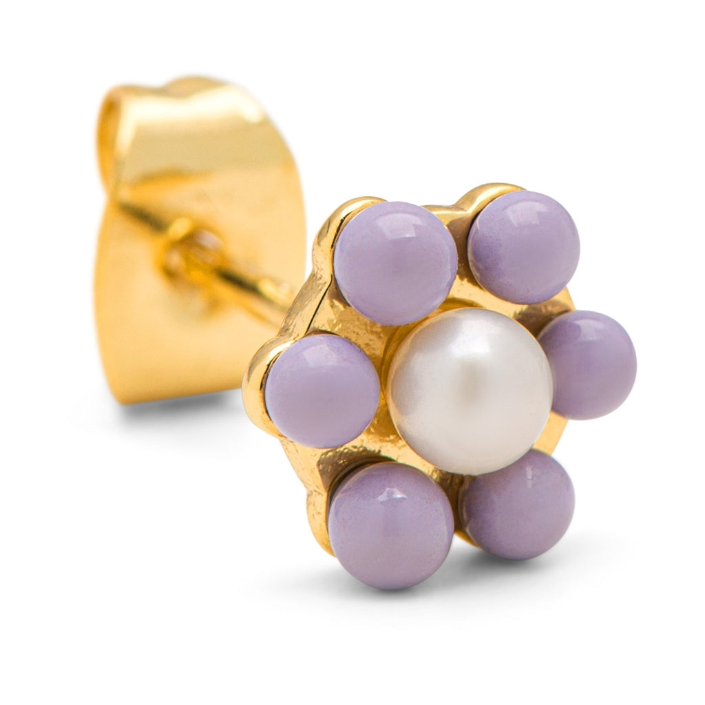 LULU Copenhagen Bouquet Purple Flower ørering 1 stk Ear stud, 1 pcs Forgyldt
