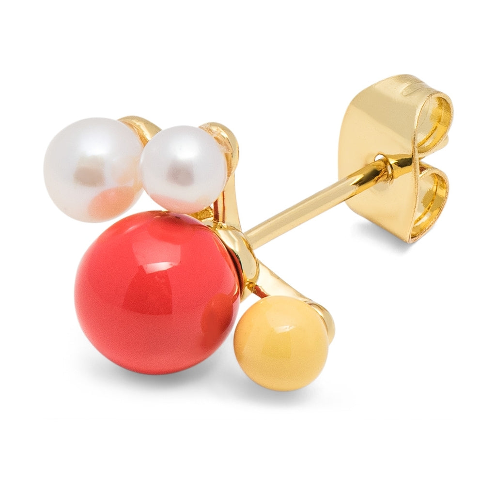 LULU Copenhagen Bouquet Red ørering 1 stk Ear stud, 1 pcs Forgyldt