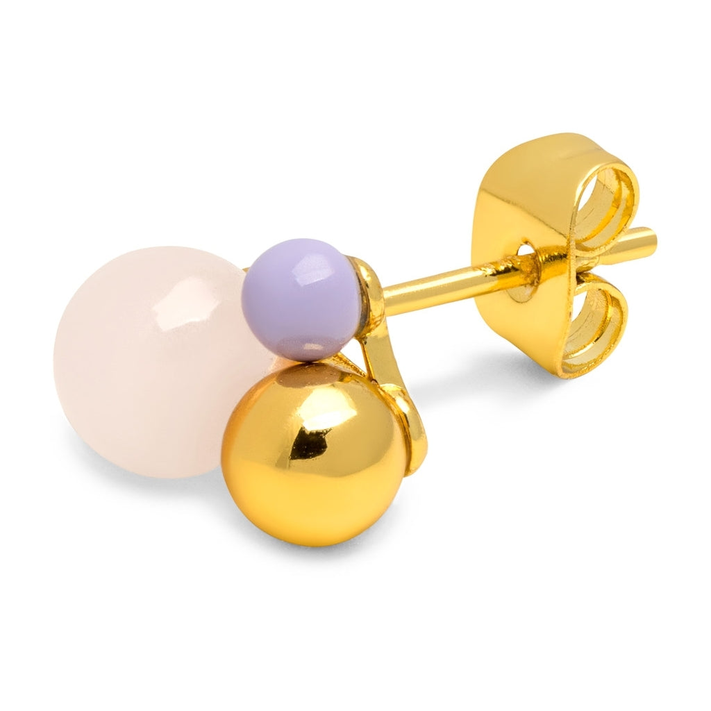LULU Copenhagen Bouquet Rose Quartz ørering 1 stk Ear stud, 1 pcs Forgyldt