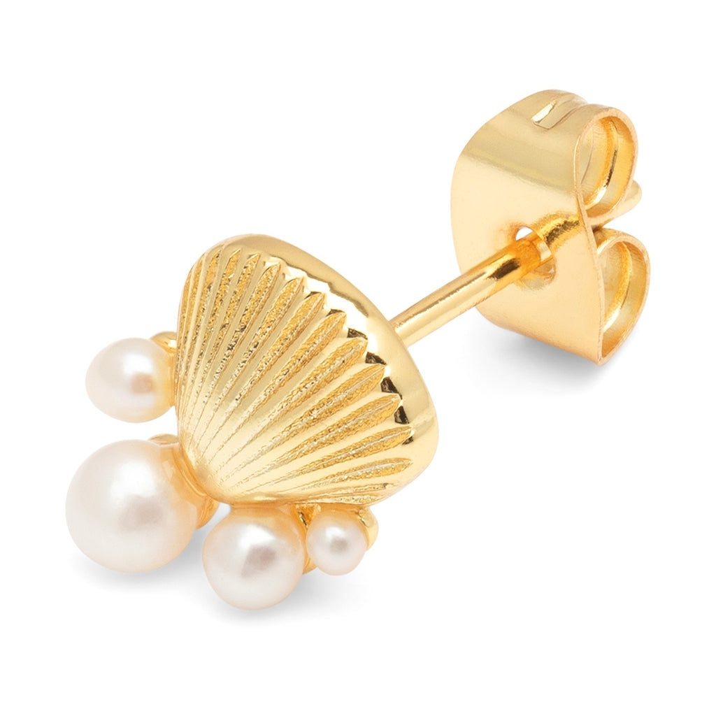 LULU Copenhagen Bouquet Shell & Pearls ørering 1 stk. Ear stud, 1 pcs Forgyldt
