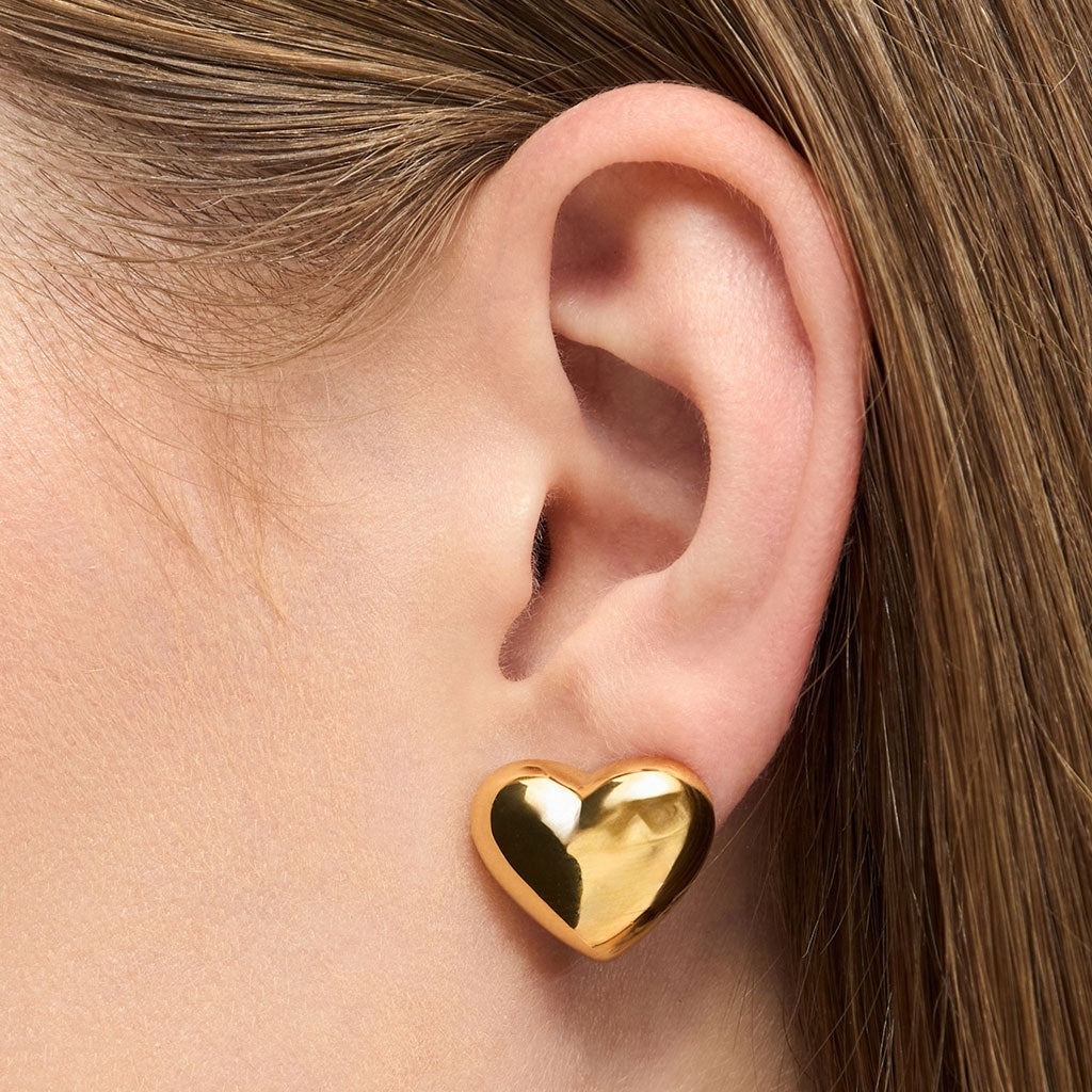 LULU Copenhagen Bubble Heart ørering 1 stk - guld belagt Ear stud, 1 pcs Forgyldt