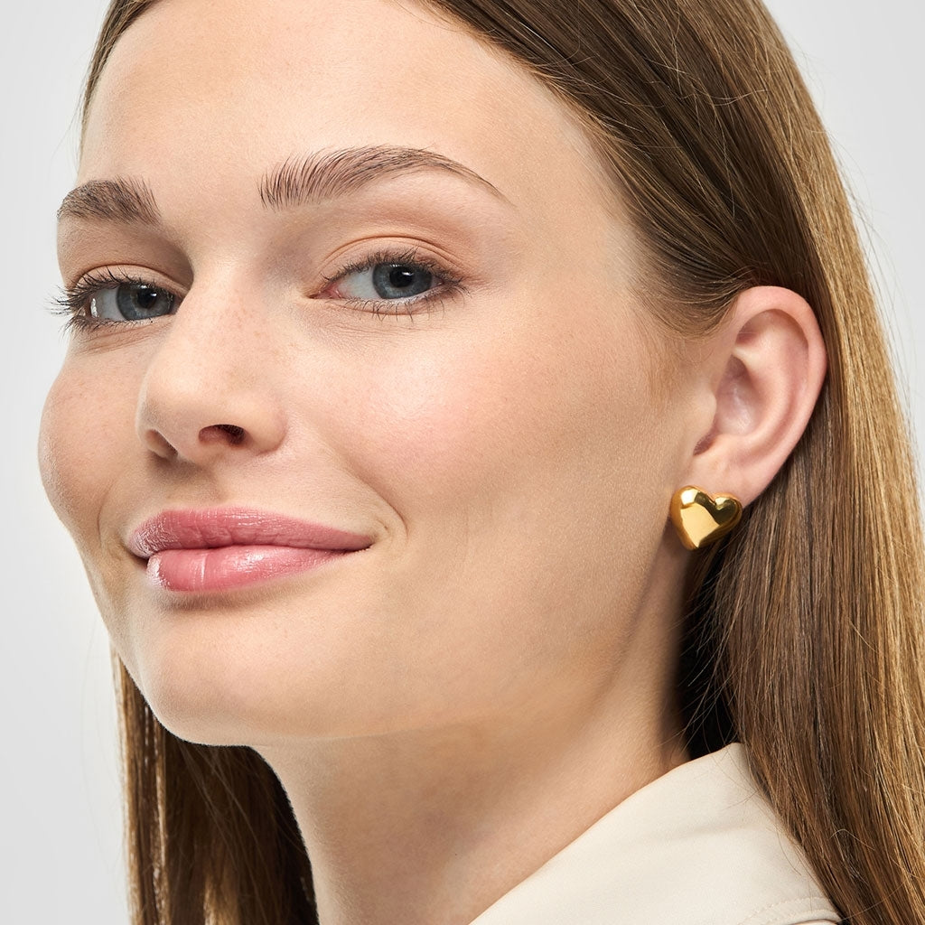 LULU Copenhagen Bubble Heart ørering 1 stk - guld belagt Ear stud, 1 pcs Forgyldt