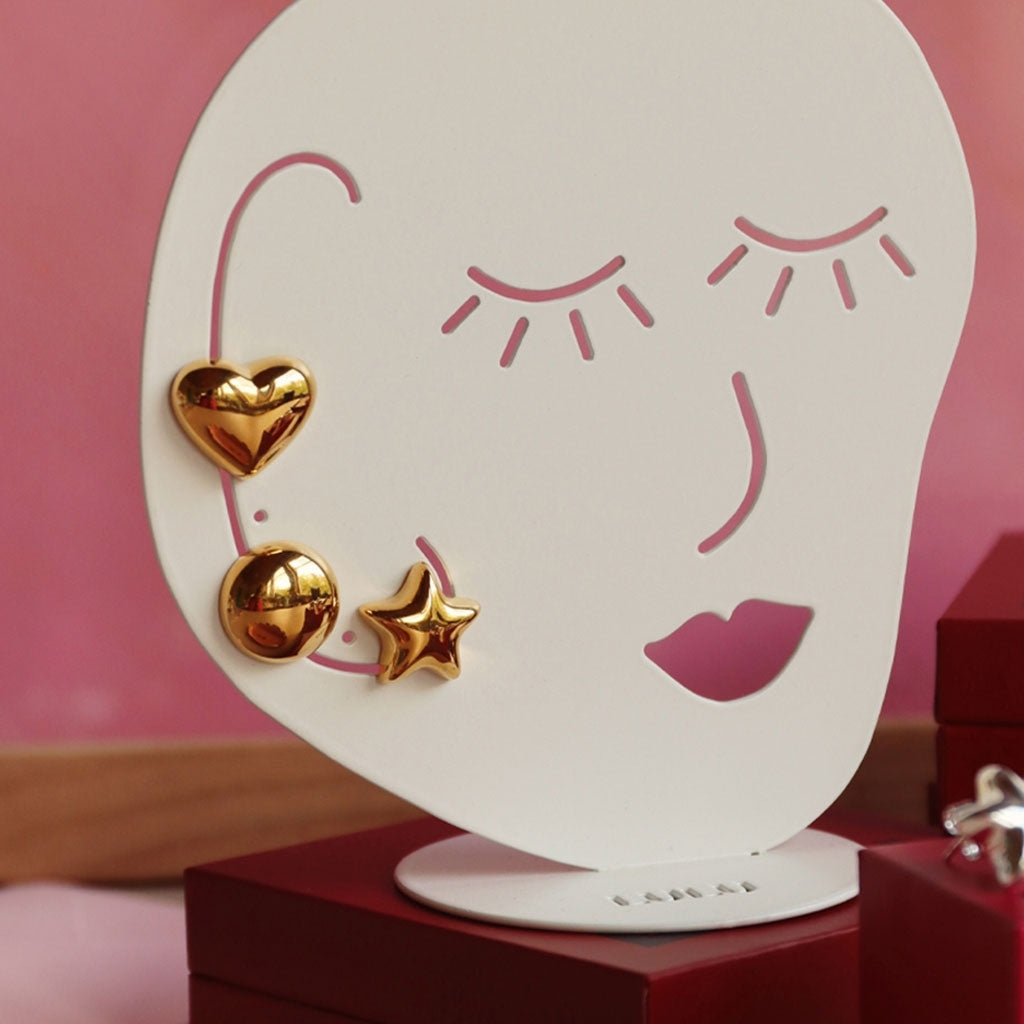 LULU Copenhagen Bubble Heart ørering 1 stk - guld belagt Ear stud, 1 pcs Forgyldt