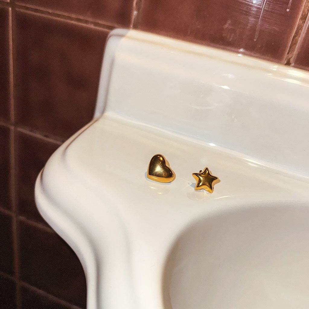 LULU Copenhagen Bubble Heart ørering 1 stk - guld belagt Ear stud, 1 pcs Forgyldt