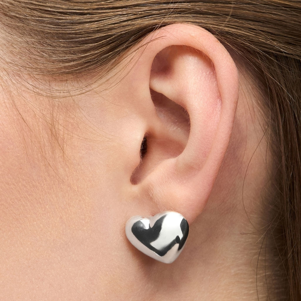 LULU Copenhagen Bubble Heart ørering 1 stk - sølv belagt Ear stud, 1 pcs Silver Plated