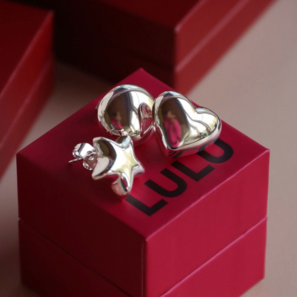 LULU Copenhagen Bubble Heart ørering 1 stk - sølv belagt Ear stud, 1 pcs Silver Plated