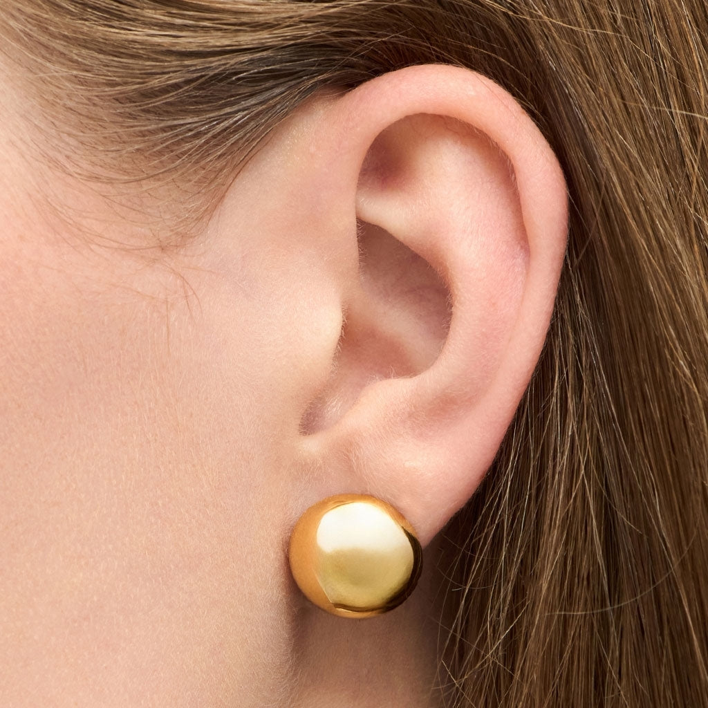 LULU Copenhagen Bubble Round ørering 1 stk - guld belagt Ear stud, 1 pcs Forgyldt