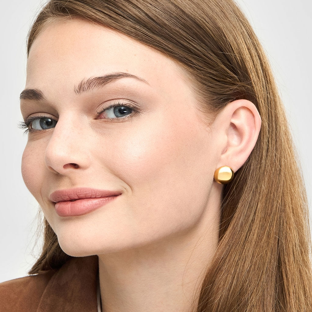 LULU Copenhagen Bubble Round ørering 1 stk - guld belagt Ear stud, 1 pcs Forgyldt