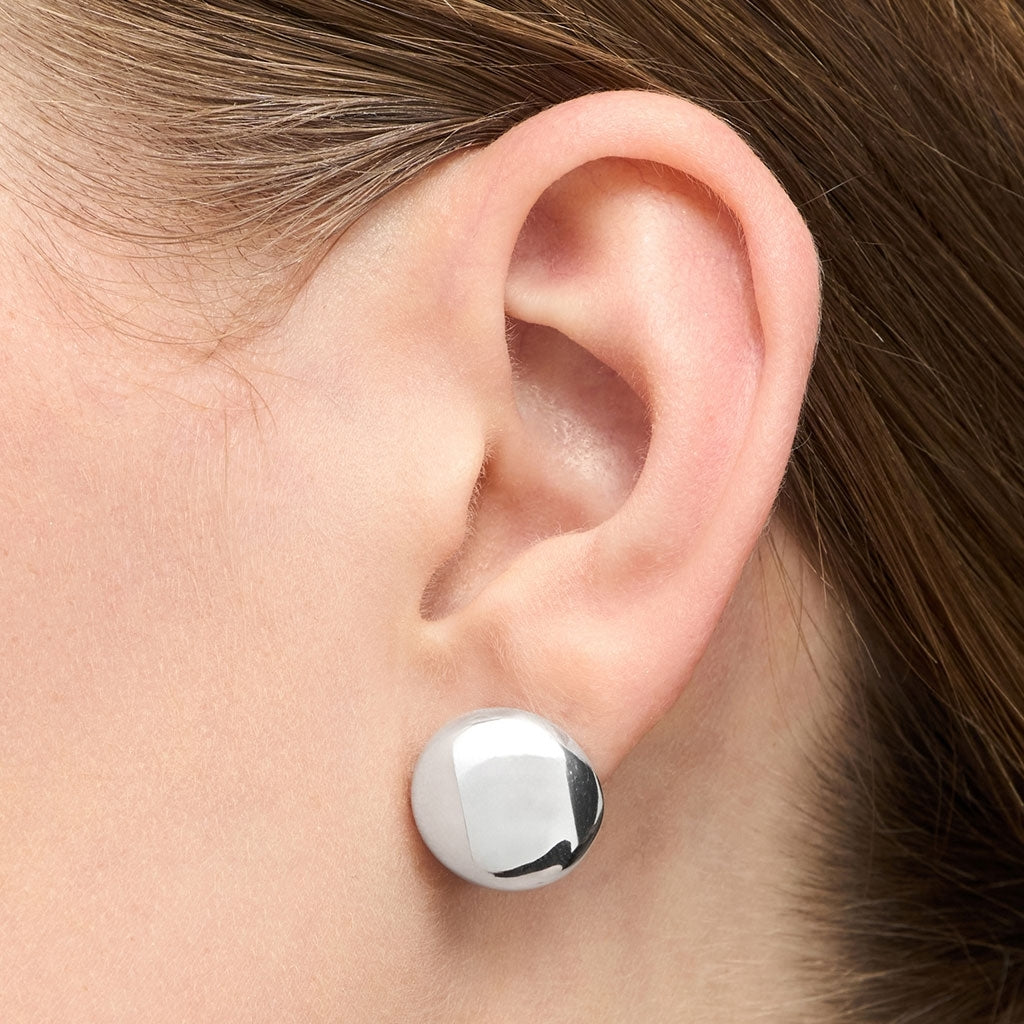 LULU Copenhagen Bubble Round ørering 1 stk - sølv belagt Ear stud, 1 pcs Silver Plated