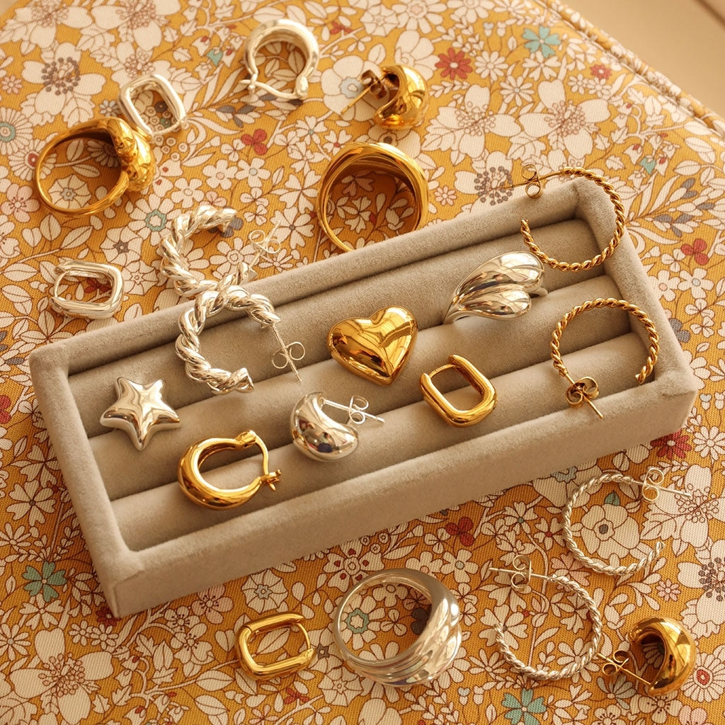 LULU Copenhagen Chunky Heavy Hoops par - guld belagt Hoops Forgyldt