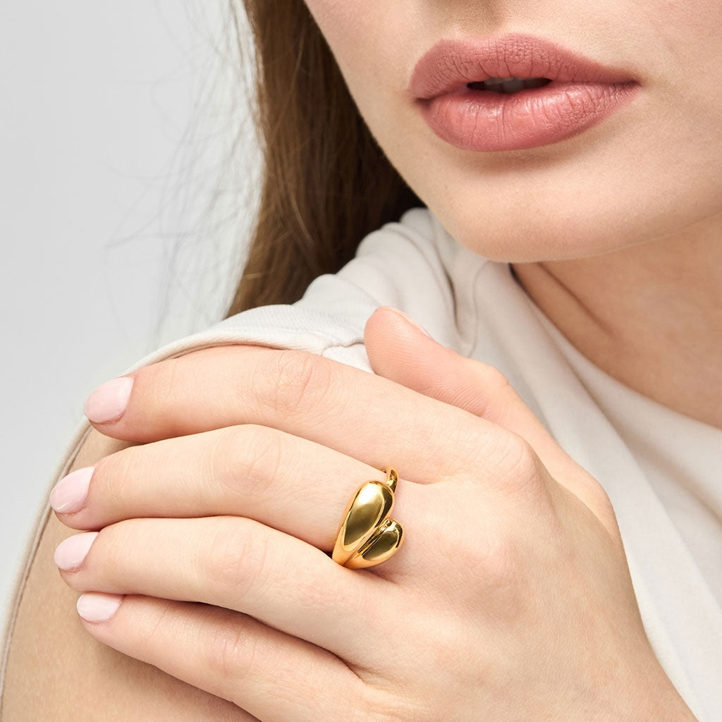 LULU Copenhagen Chunky Soft Drops Ring - guld belagt Rings Forgyldt