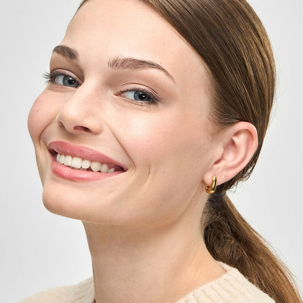 LULU Copenhagen Chunky Square Hoops par - guld belagt Hoops Forgyldt