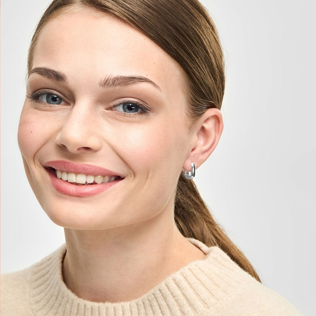 LULU Copenhagen Chunky Square Hoops par - sølv belagt Hoops Silver Plated