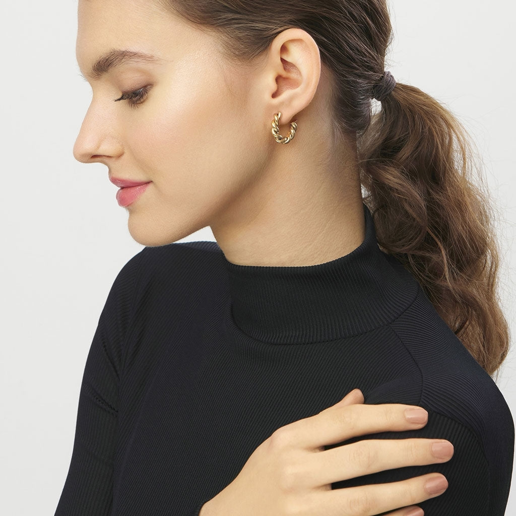 LULU Copenhagen Chunky Twisted Hoops par - guld belagt Hoops Forgyldt