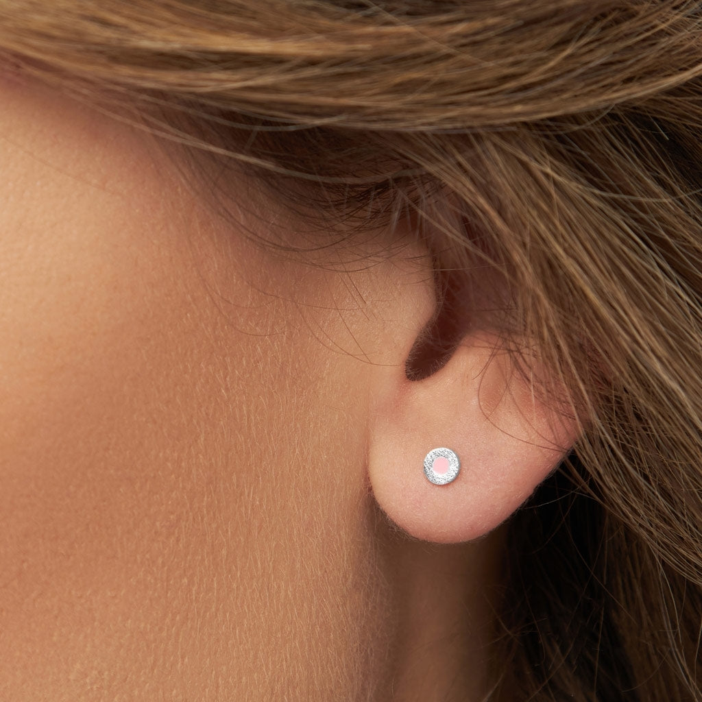 LULU Copenhagen Circle Small ørering 1 stk forsølvet Ear stud, 1 pcs Pink