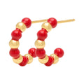 Color Ball Beads Hoops par - Gold Plated/Passion Red