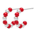 Color Ball Beads Hoops par - Silver Plated/Passion Red