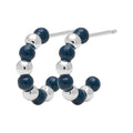 Color Ball Beads Hoops par - Silver Plated/Retro Dark Blue