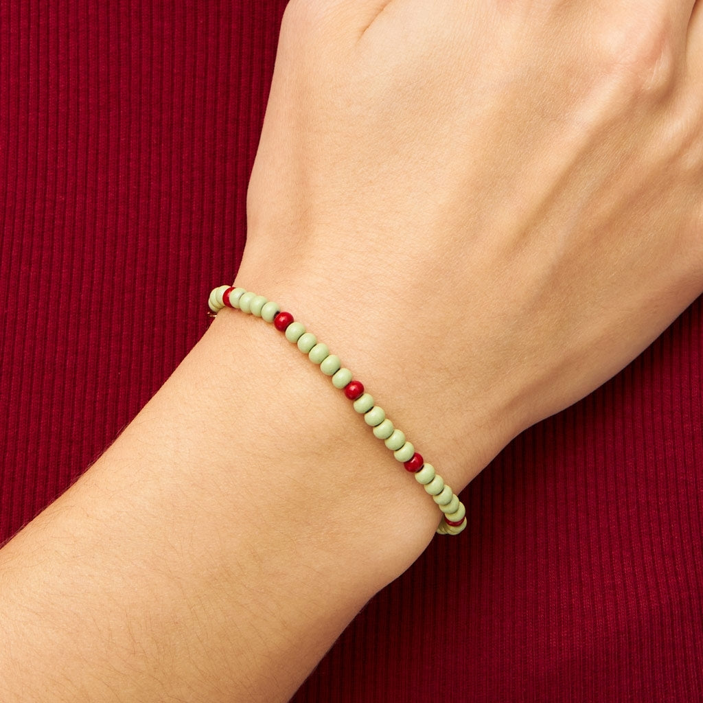 LULU Copenhagen Color Ball Armbånd Bracelets Silk Light Green/Passion Red