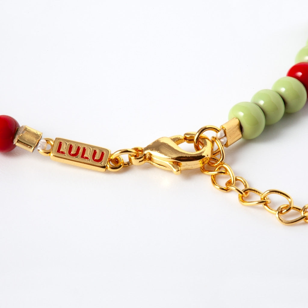 LULU Copenhagen Color Ball Armbånd Bracelets Silk Light Green/Passion Red