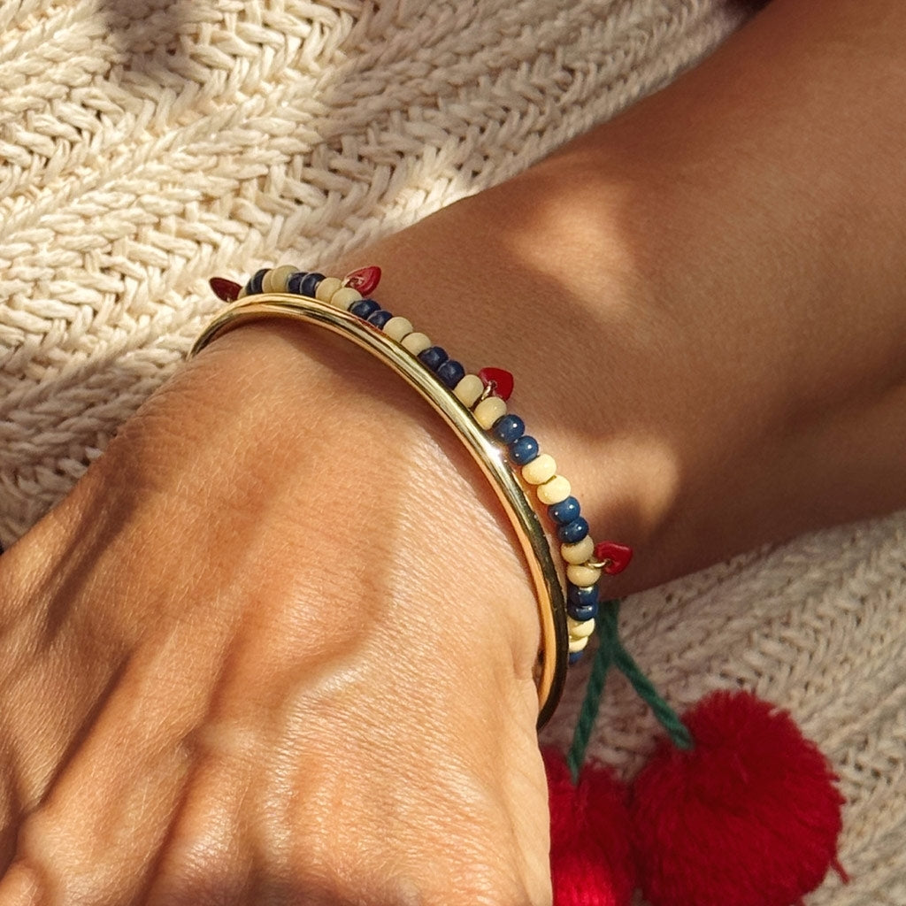 LULU Copenhagen Color Ball Heart Armbånd Bracelets Soft Yellow/Retro Dark Blue