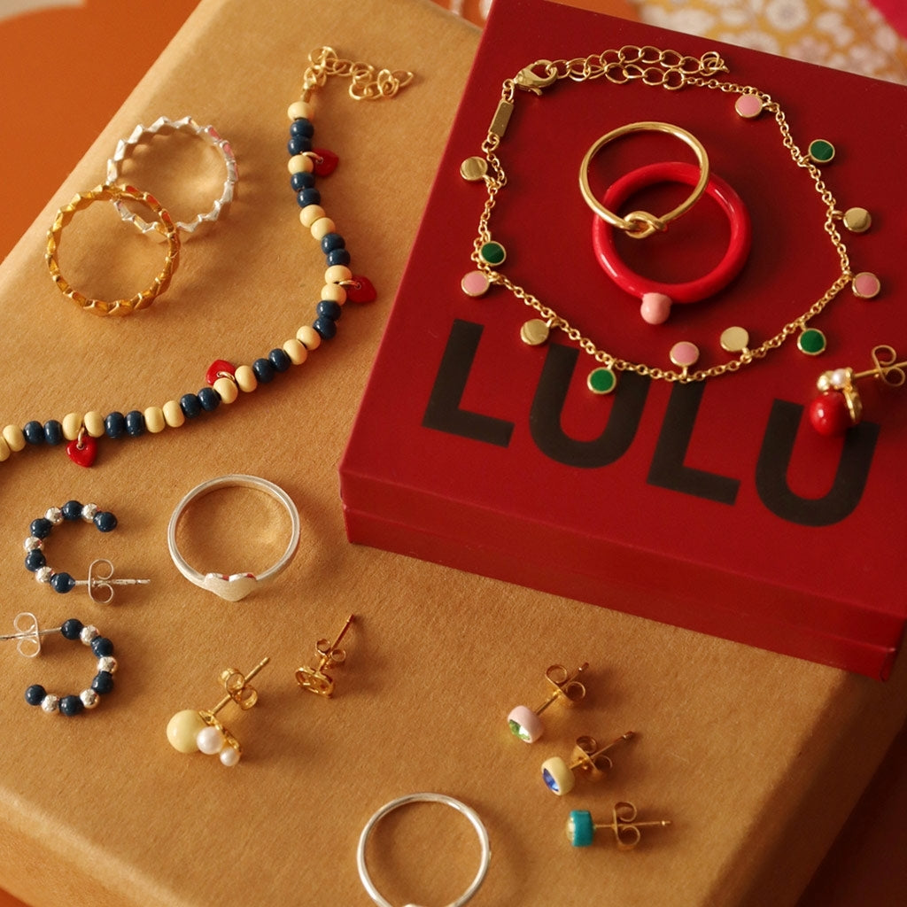 LULU Copenhagen Color Ball Heart Armbånd Bracelets Soft Yellow/Retro Dark Blue