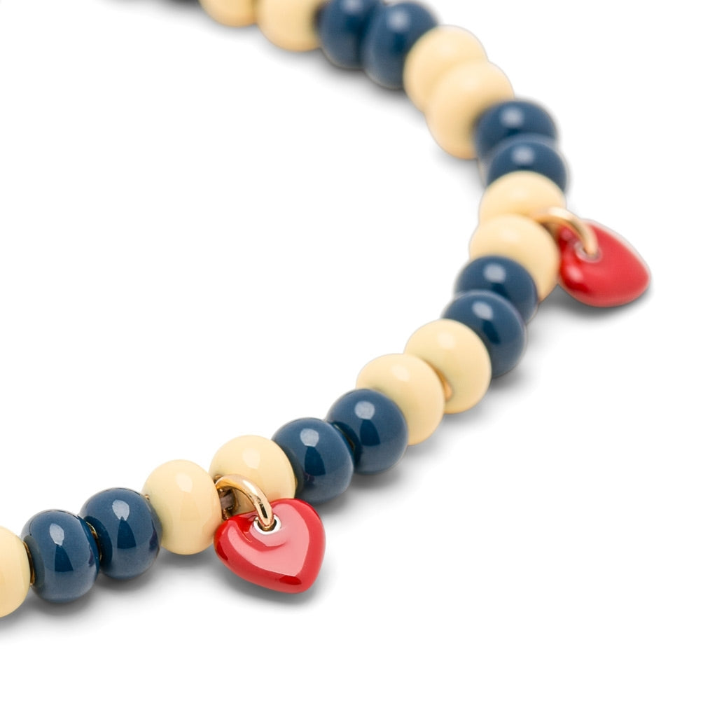 LULU Copenhagen Color Ball Heart Armbånd Bracelets Soft Yellow/Retro Dark Blue