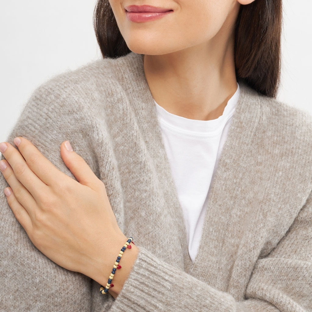 LULU Copenhagen Color Ball Heart Armbånd Bracelets Soft Yellow/Retro Dark Blue
