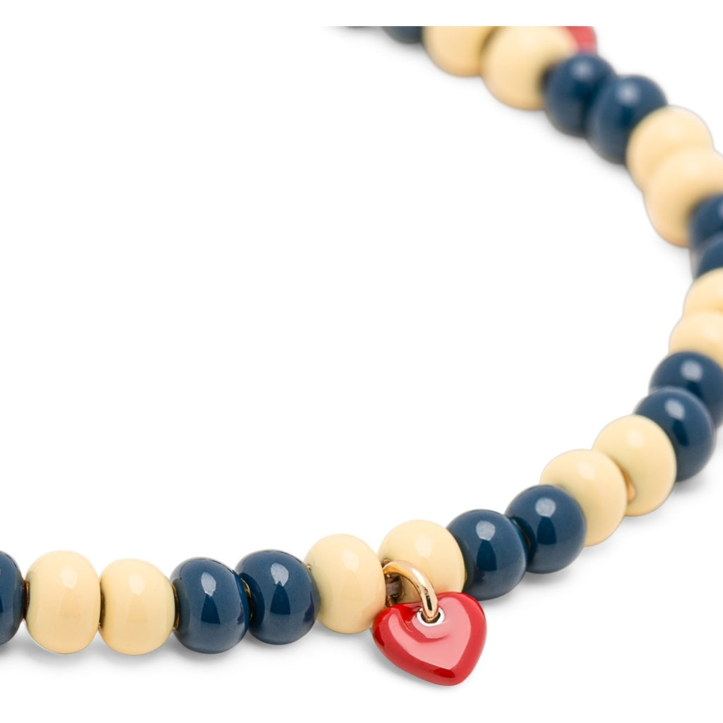 LULU Copenhagen Color Ball Heart Halskæde Necklaces Soft Yellow/Retro Dark Blue