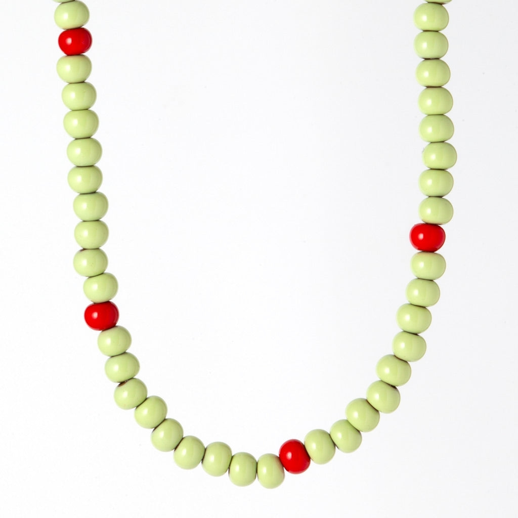 LULU Copenhagen Color Ball Halskæde kort Necklaces Silk Light Green/Passion Red