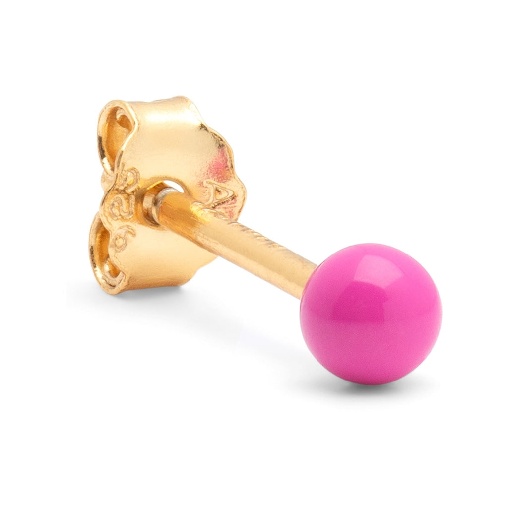 LULU Copenhagen Color Ball ørering 1 stk Ear stud, 1 pcs Electric Fuchsia Pink