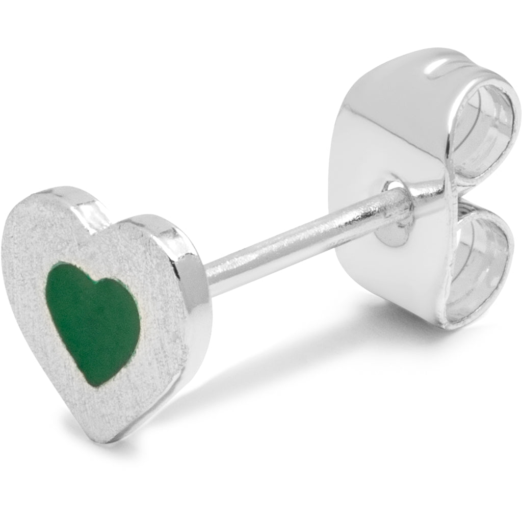 LULU Copenhagen Color Heart ørering 1 stk forsølvet Ear stud, 1 pcs Grøn