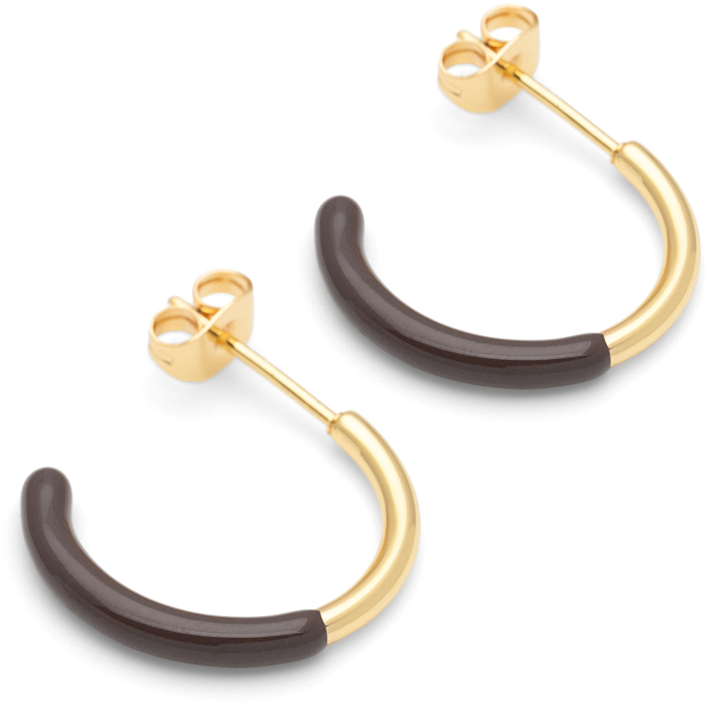 LULU Copenhagen Color Hoop half Dip Medium par - Forgyldt messing Hoops Cocoa Powder
