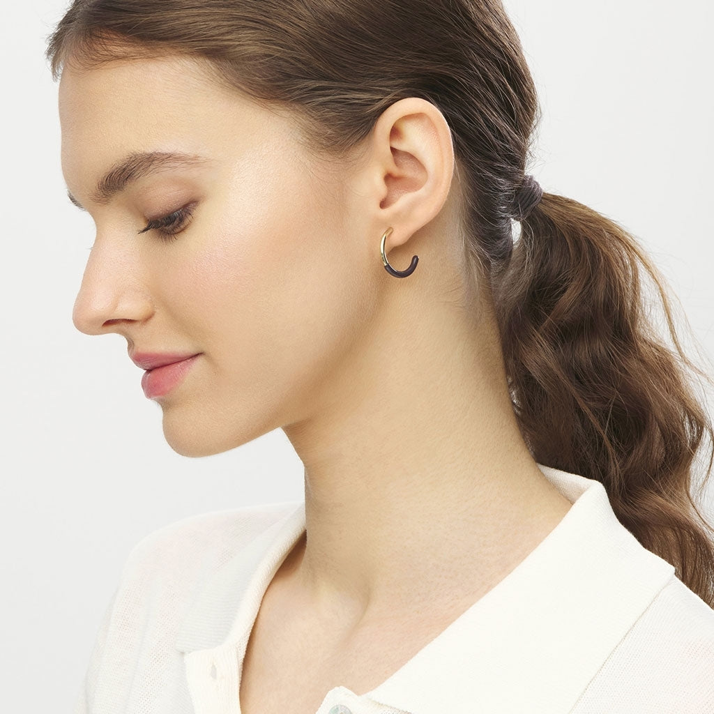 LULU Copenhagen Color Hoop half Dip Medium par - Forsølvet Hoops Cocoa Powder