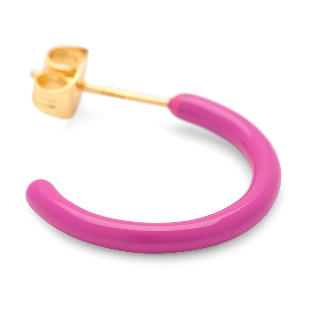 LULU Copenhagen Color Hoops Medium par Hoops Electric Fuchsia Pink