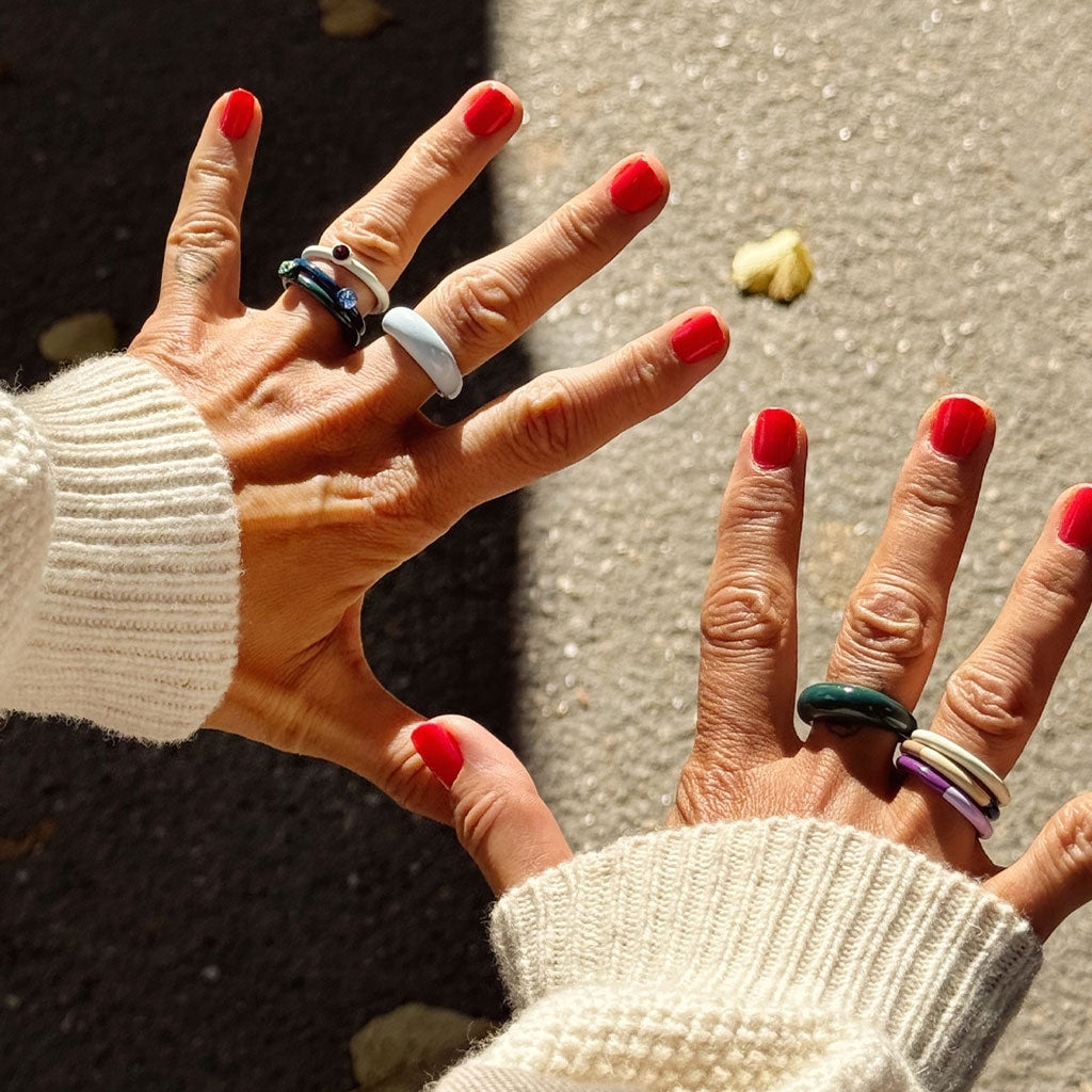 LULU Copenhagen Color Ring Crystal Rings Coconut Milk