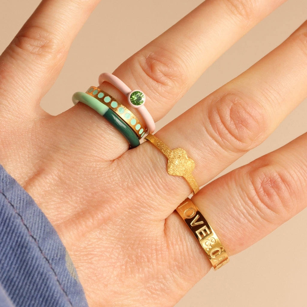 LULU Copenhagen Color Ring Crystal Rings Silk Light Pink