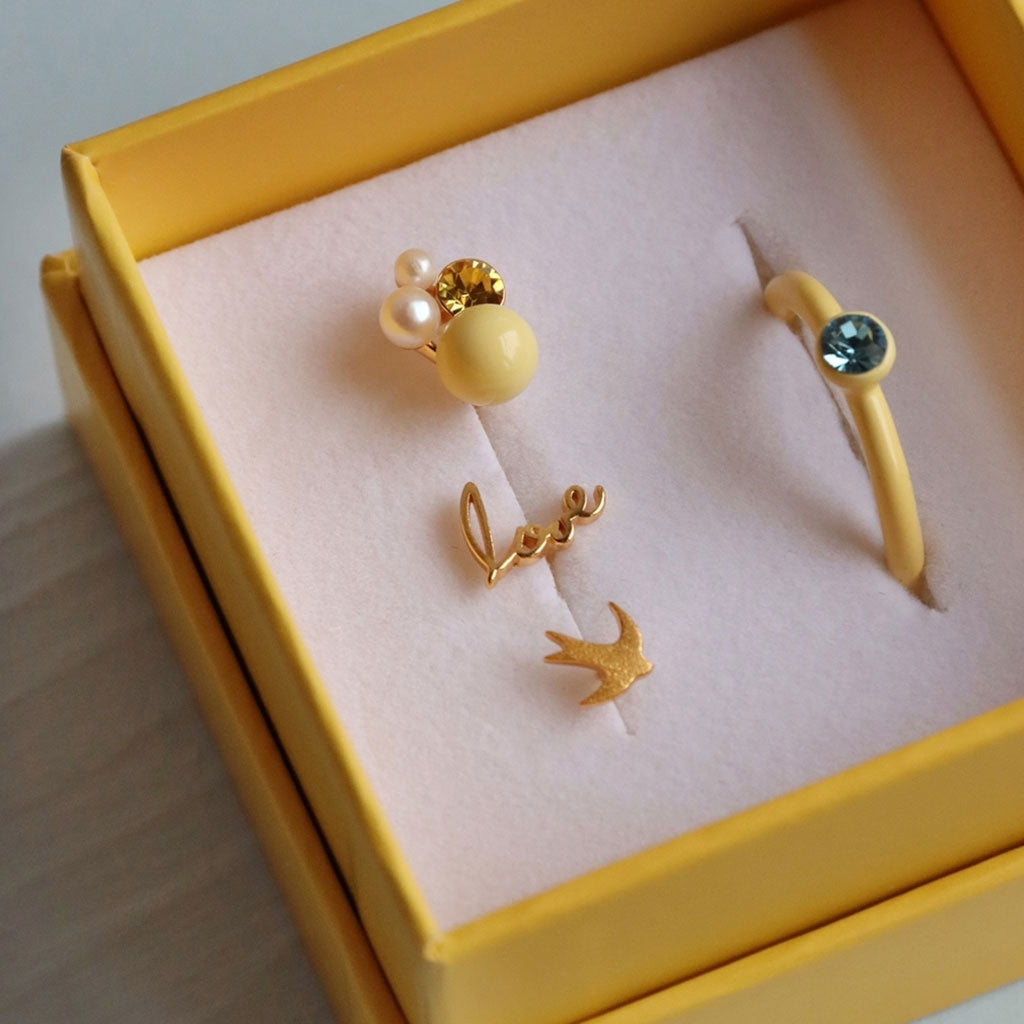 LULU Copenhagen Color Ring Crystal Rings Soft Yellow