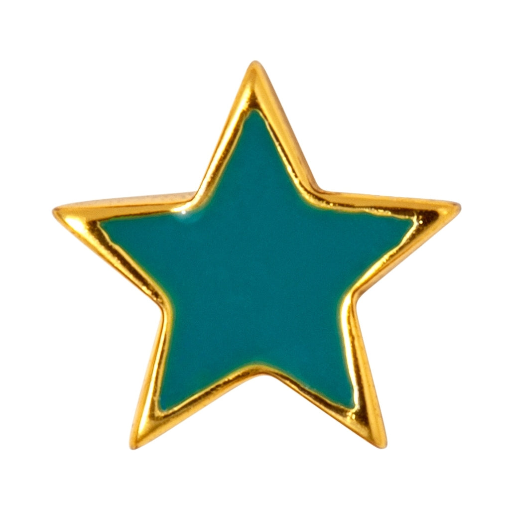 LULU Copenhagen Color Star ørering 1 stk forgyldt Ear stud, 1 pcs Petrolium