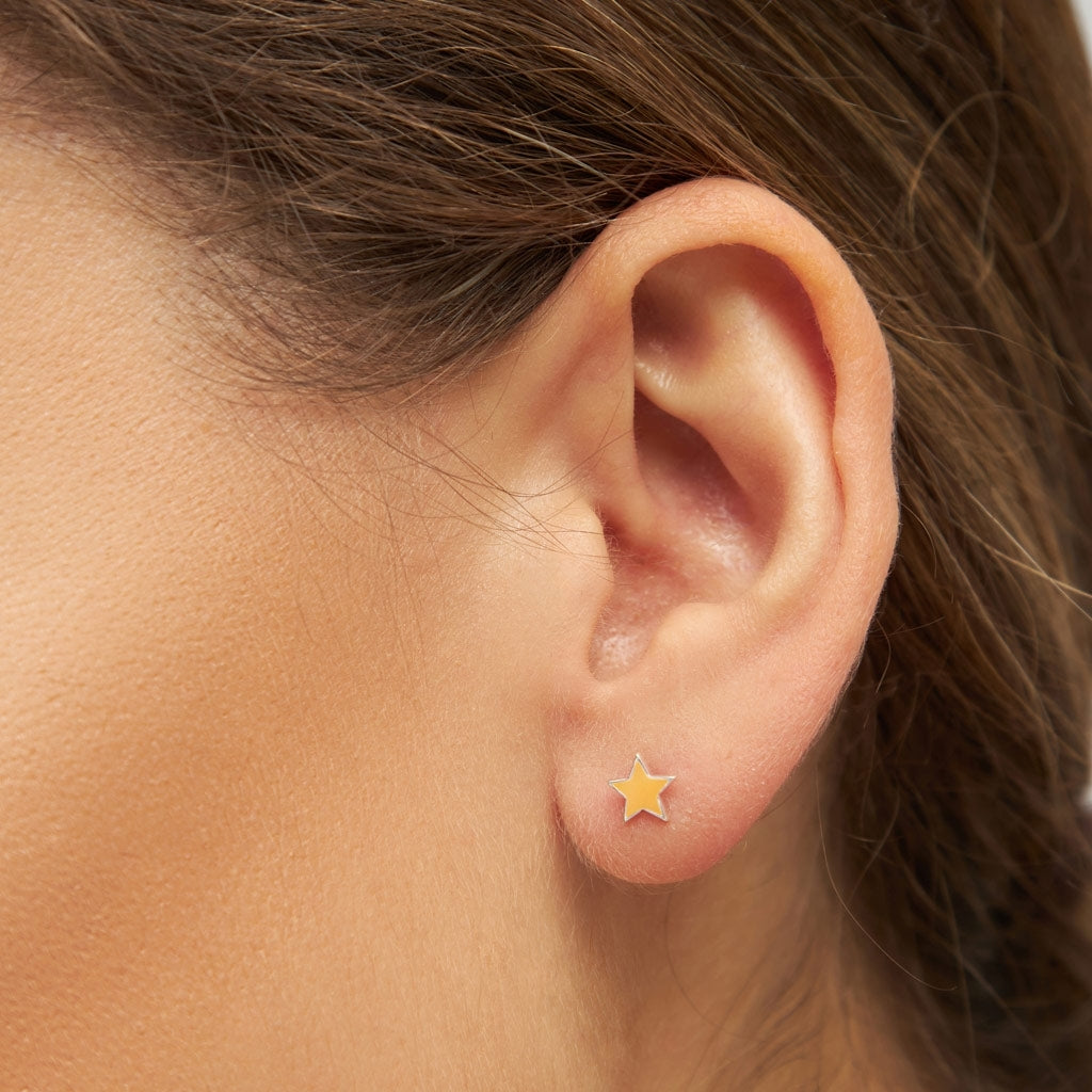 LULU Copenhagen Color Star 1 stk sølv Ear stud, 1 pcs Marigold