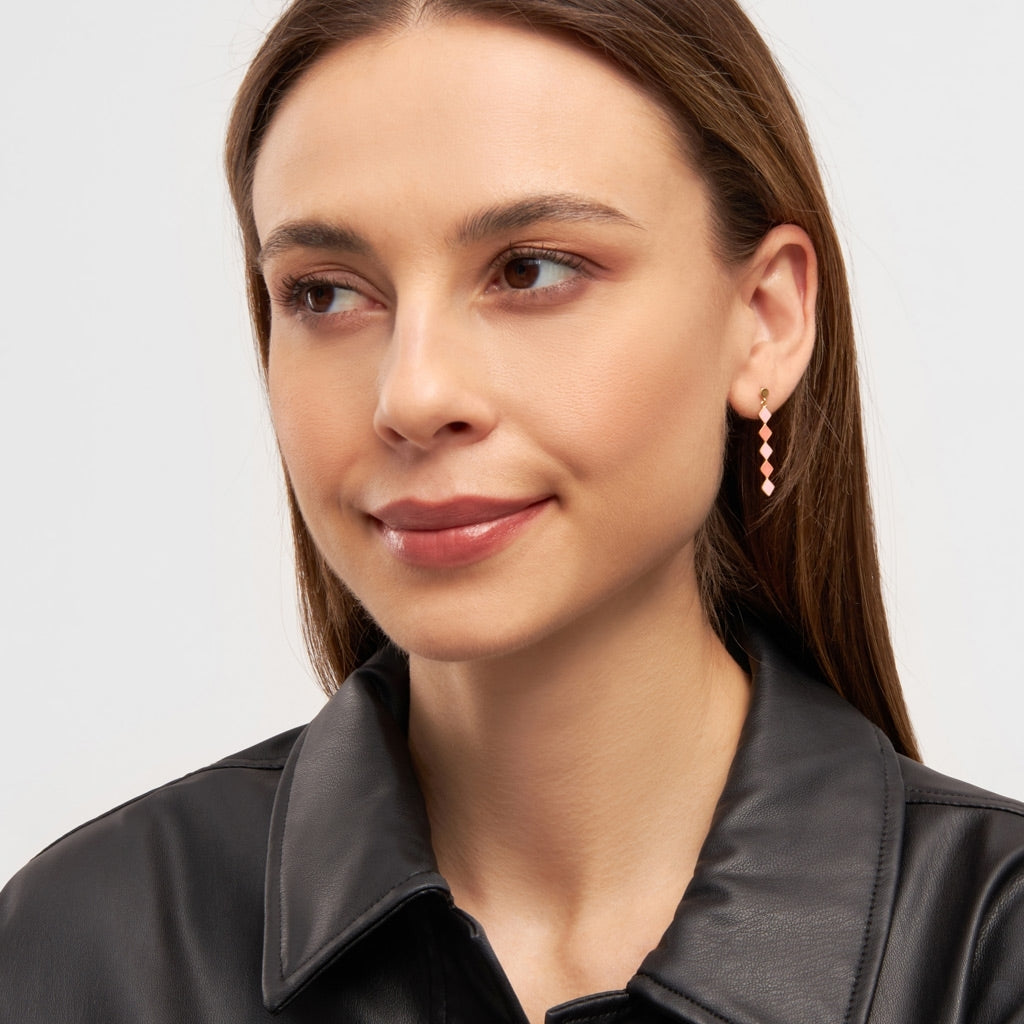 LULU Copenhagen Confetti Long ørering 1 stk forgyldt Ear stud, 1 pcs Orange Coral - Light Pink