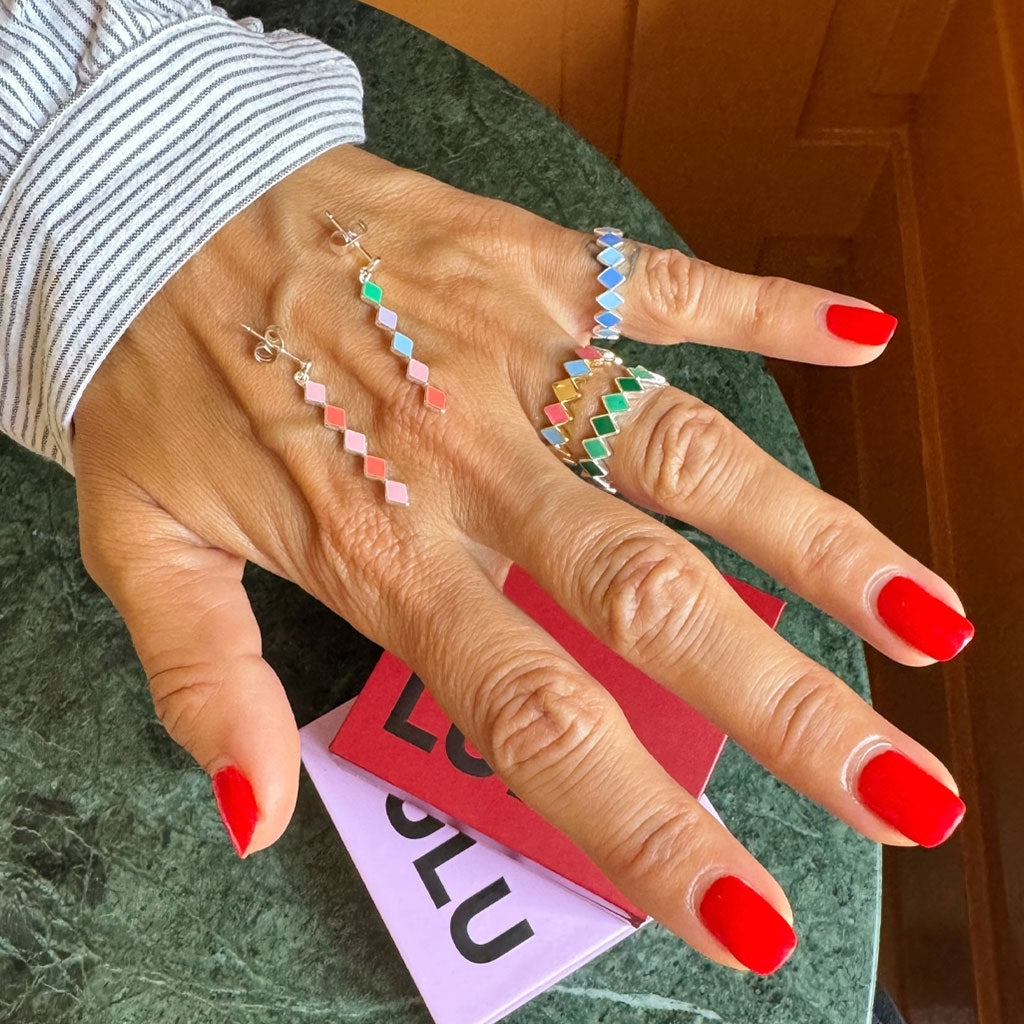 LULU Copenhagen Confetti Ring Sølv Rings Blå