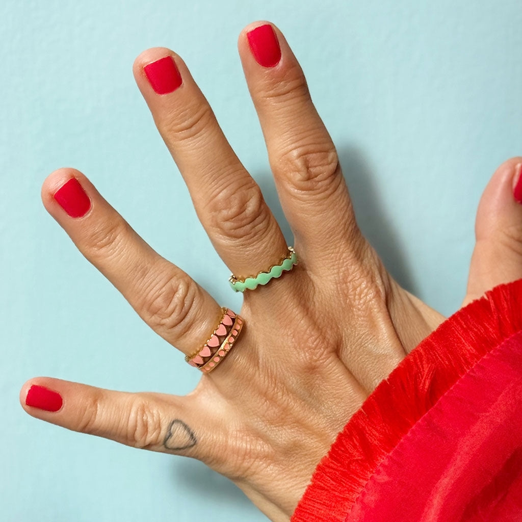 LULU Copenhagen Connected Hearts Ring Rings Burnt Coral