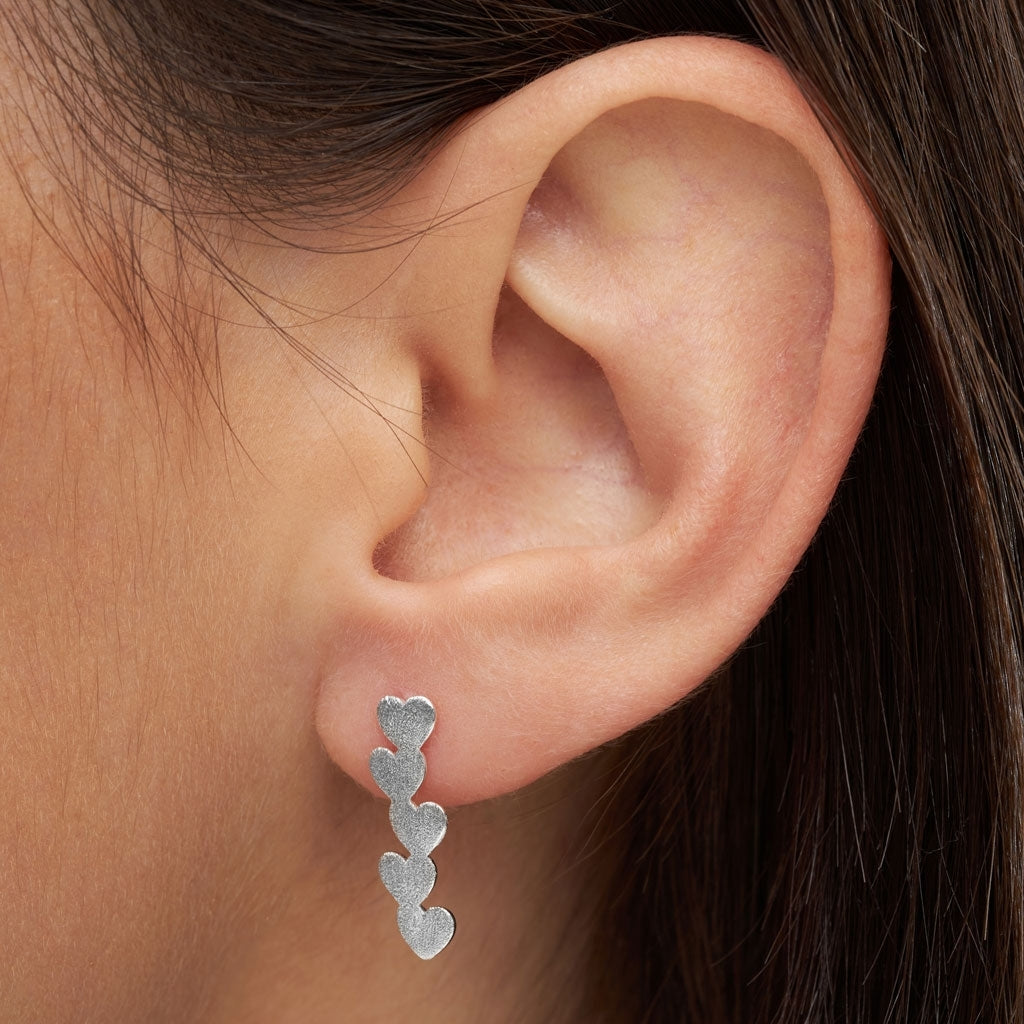 LULU Copenhagen Connected Hearts ørering 1 stk Ear stud, 1 pcs Silver Plated