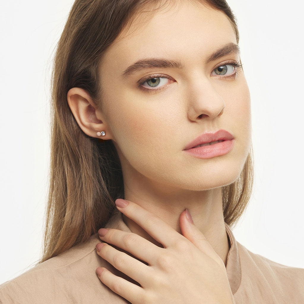 LULU Copenhagen Diamond Eye 1 stk Ear stud, 1 pcs Dusty Peach/Crystal